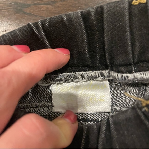 Kids Black Jeans with Snow-girl Embroidered Cuffs Distressed Hem Size 2T - Picture 3 of 6